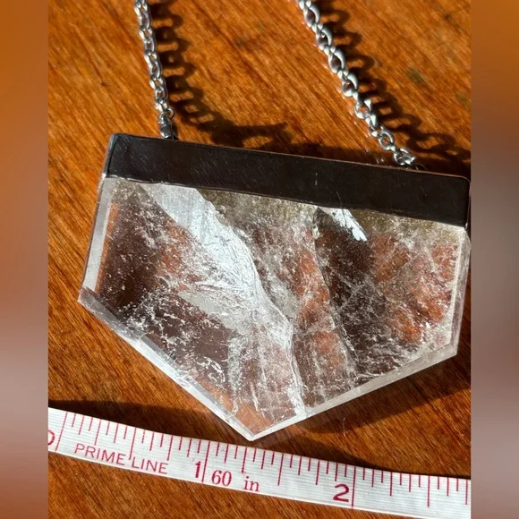 Silver and Clear Quartz Pendant Necklace - Picture 6 of 7